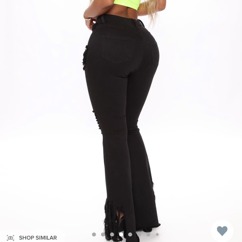 Fashion Nova Flare out distressed jeans